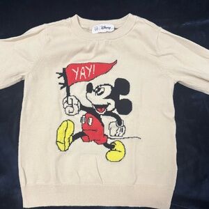 GAP Kids Beige Sweater with Mickey Mouse Graphic